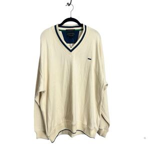 NWT Vintage Alexander Julian Colours cotton v neck cream sweater preppy large